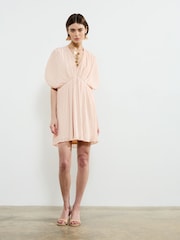 French Connection Pink Chathia Plisse V-Neck Dress - Image 3 of 4