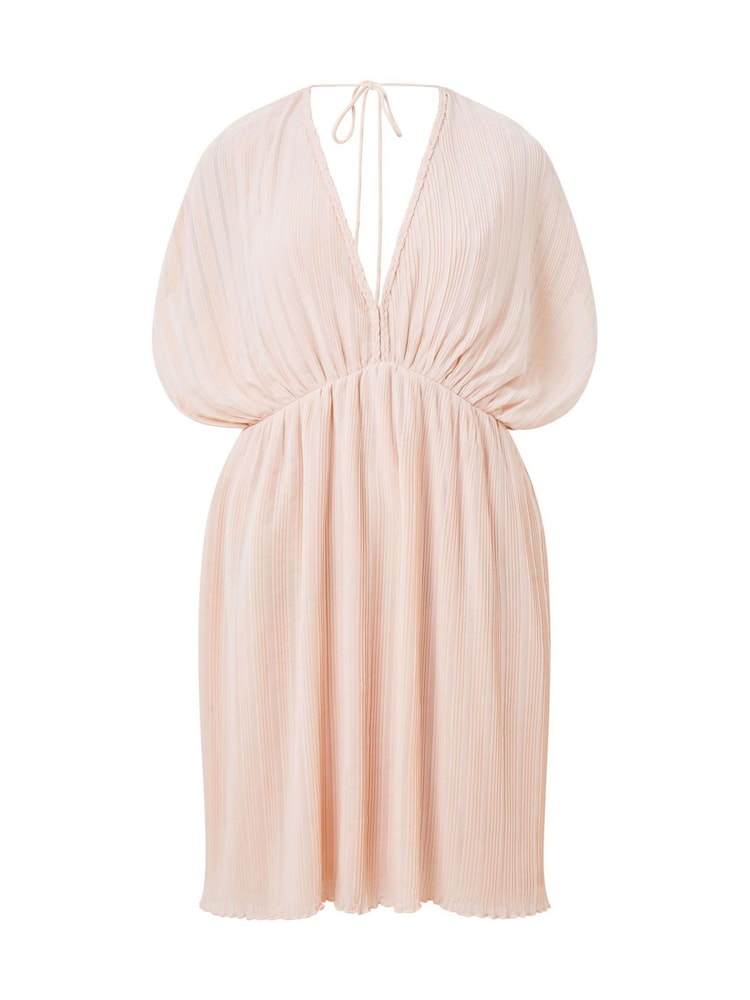 French Connection Pink Chathia Plisse V-Neck Dress - Image 4 of 4