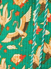 Joe Browns Green 100% Cotton Bird Print Quilted Tote Bag - Image 4 of 5