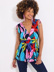 Joe Browns Tropical Print V-Neck Tie Shoulder Top - Imagen 3 de 7