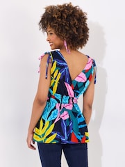 Joe Browns Tropical Print V-Neck Tie Shoulder Top - Imagen 5 de 7