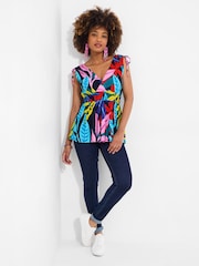 Joe Browns Tropical Print V-Neck Tie Shoulder Top - Imagen 6 de 7