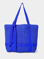 Joe Browns Blue Skinny Scarf Straw Hat and Woven Beach Bag Set - Image 2 of 5