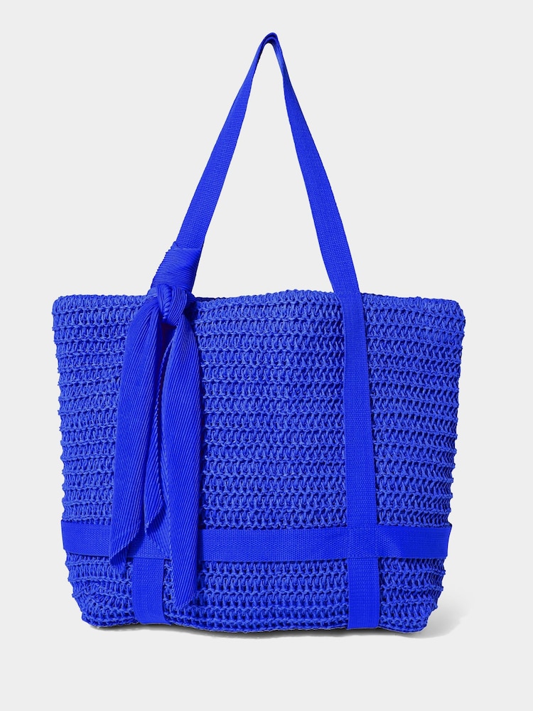 Joe Browns Blue Skinny Scarf Straw Hat and Woven Beach Bag Set - Image 2 of 5