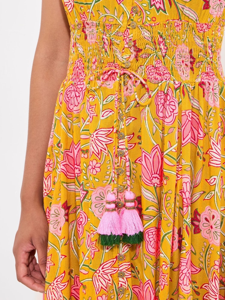 Buy Joe Browns Yellow Button Front Floral Print Tassel Maxi Dress from the  Next UK online shop