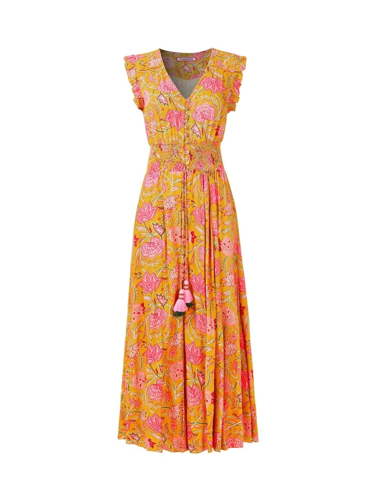 Joe Browns Yellow Button Front Floral Print Tassel Maxi Dress - Image 7 of 7