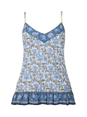 Joe Browns Blue 100% Cotton Floral Beaded Strap Cami Top - Image 7 of 7