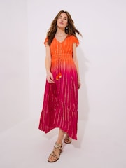 Joe Browns Orange Sunset Ombre Tassel Detail Maxi Dress - Image 2 of 7