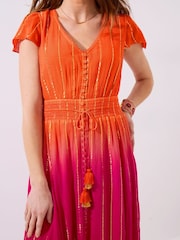 Joe Browns Orange Sunset Ombre Tassel Detail Maxi Dress - Image 3 of 7