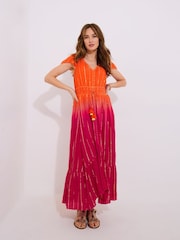 Joe Browns Orange Sunset Ombre Tassel Detail Maxi Dress - Image 6 of 7