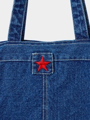 Joe Browns Blue Floral Embroidered 100% Cotton Denim Jeans Bag - Image 6 of 6