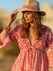 Joe Browns Natural Sequin Band Woven Fedora Hat - Image 3 of 6