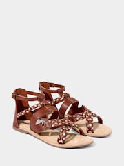 Joe Browns Brown Leather Gladiator Sandals - Image 5 of 6