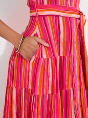 Joe Browns Pink Striped Sleeveless Button Through Maxi Shirt Dress - Image 3 of 8