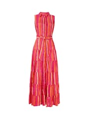 Joe Browns Pink Striped Sleeveless Button Through Maxi Shirt Dress - Image 8 of 8