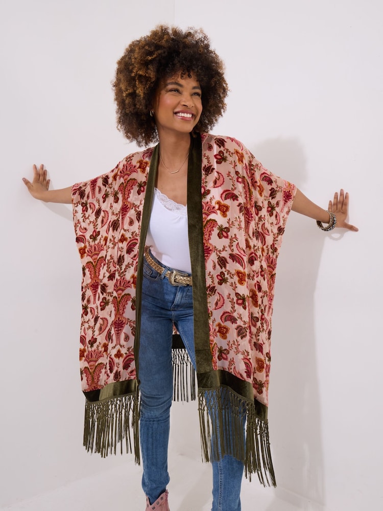 Joe Browns Velvet Paisley Fringe Kimono - Image 1 of 3