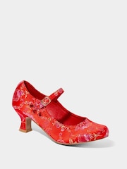 Joe Browns Red Satin Jacquard Mary Jane Heels - Image 2 of 5