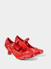 Joe Browns Red Satin Jacquard Mary Jane Heels - Image 3 of 5