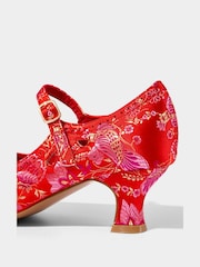 Joe Browns Red Satin Jacquard Mary Jane Heels - Image 4 of 5