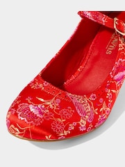Joe Browns Red Satin Jacquard Mary Jane Heels - Image 5 of 5