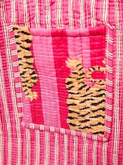 Joe Browns Pink 100% Cotton Tiger Print Quilted Tote Bag - Image 6 of 6