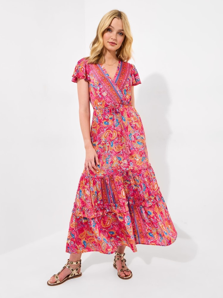 Joe Browns Pink Paisley Print V-Neck Maxi Dress - Image 2 of 7