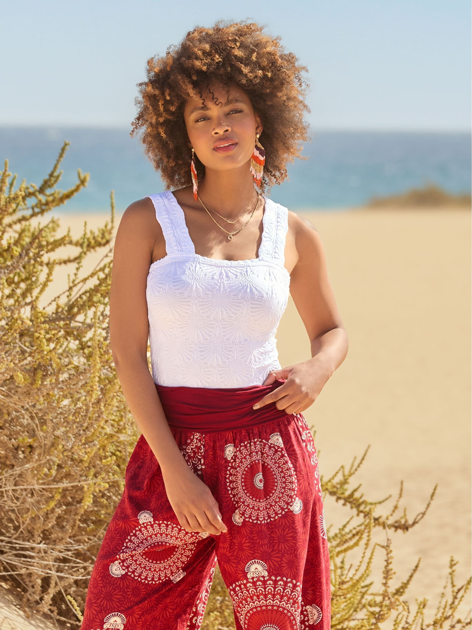 Buy Joe Browns Red Cuffed Relaxed Print Lightweight Trousers from