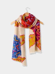 Joe Browns Cream Floral Wool Silk Wrap Scarf - Image 2 of 5