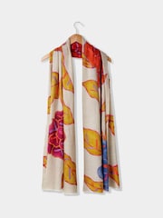 Joe Browns Cream Floral Wool Silk Wrap Scarf - Image 3 of 5