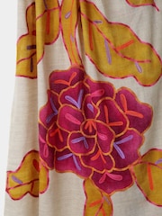 Joe Browns Cream Floral Wool Silk Wrap Scarf - Image 4 of 5