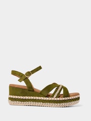 Joe Browns Green Braided Detail Studded Platform Sandals - Image 3 of 6