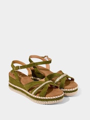 Joe Browns Green Braided Detail Studded Platform Sandals - Image 4 of 6