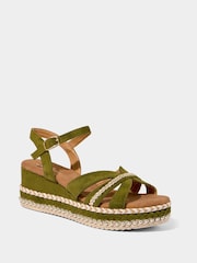 Joe Browns Green Braided Detail Studded Platform Sandals - Image 5 of 6