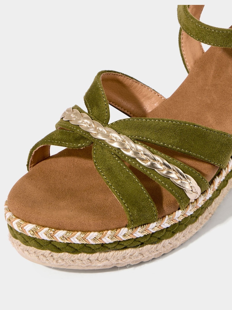 Joe Browns Green Braided Detail Studded Platform Sandals - Image 6 of 6