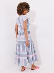 Joe Browns Blue Geo Striped V-Neck Maxi Dress - Image 4 of 7
