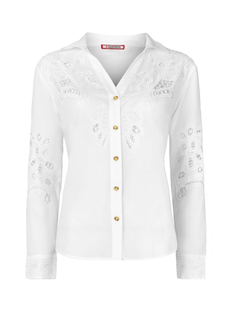 Joe Browns White Long Sleeve Lightweight Lace Detail Blouse - Image 5 of 5