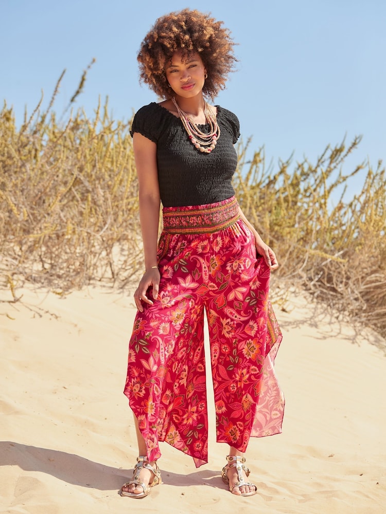 Joe Browns Relaxed Fit Contrast Floral Border Print Trousers - Image 1 of 7