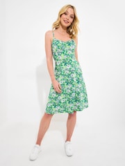 Joe Browns Green Paisley Floral Spaghetti Strap Jersey Sundress - Image 1 of 6