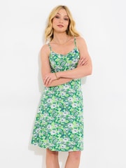 Joe Browns Green Paisley Floral Spaghetti Strap Jersey Sundress - Image 3 of 6