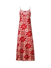 Joe Browns Red Beaded Strap Printed 100% Cotton Maxi Dress - Image 5 of 5