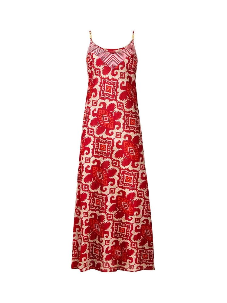 Joe Browns Red Beaded Strap Printed 100% Cotton Maxi Dress - Image 5 of 5