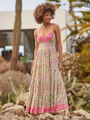 Joe Browns Green Border Print V-Neck Strappy Maxi Dress - Image 1 of 7