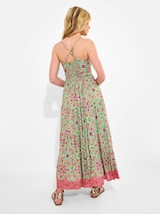 Joe Browns Green Border Print V-Neck Strappy Maxi Dress - Image 4 of 7