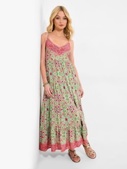 Joe Browns Green Border Print V-Neck Strappy Maxi Dress - Image 5 of 7