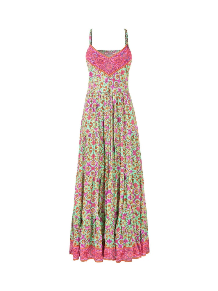 Joe Browns Green Border Print V-Neck Strappy Maxi Dress - Image 7 of 7