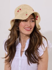 Joe Browns Natural Cherry Straw Cloche Hat - Image 1 of 4