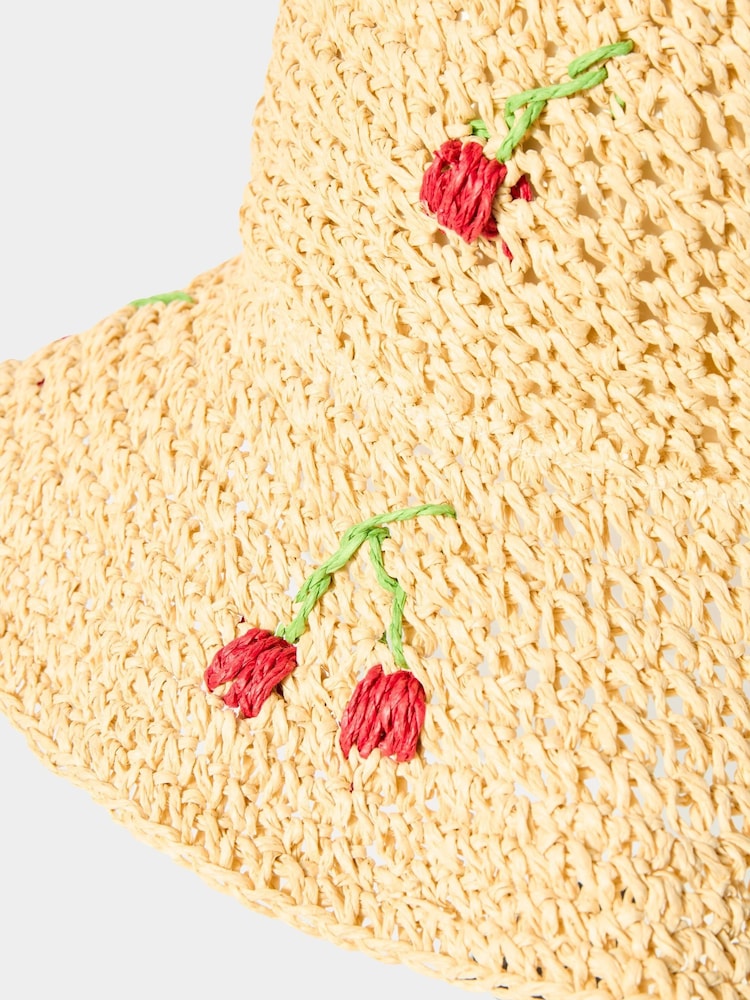 Joe Browns Natural Cherry Straw Cloche Hat - Image 4 of 4