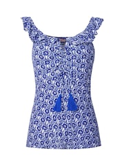 Joe Browns Blue Floral Tassel Trim Top - Image 7 of 7