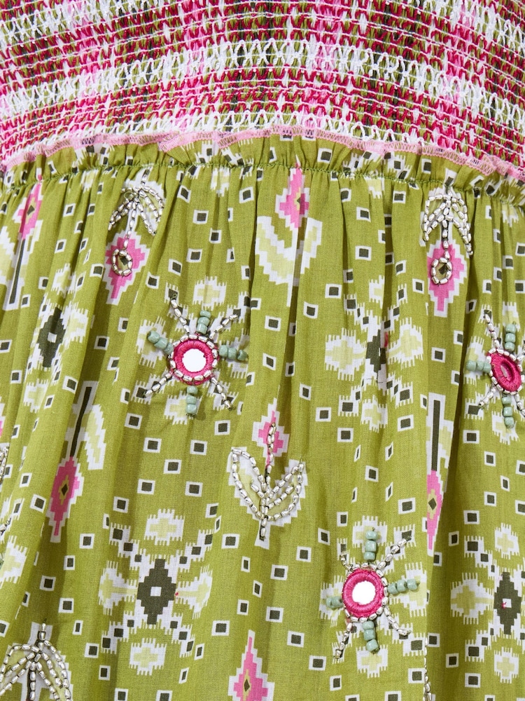 Joe Browns Checkered Shirred Bodice Embellished 100% Cotton Maxi Dress - Imagen 2 de 5 Joe Browns Checkered Shirred Bodice Embellished 100% Cotton Maxi Dress - Imagen 2 de 5