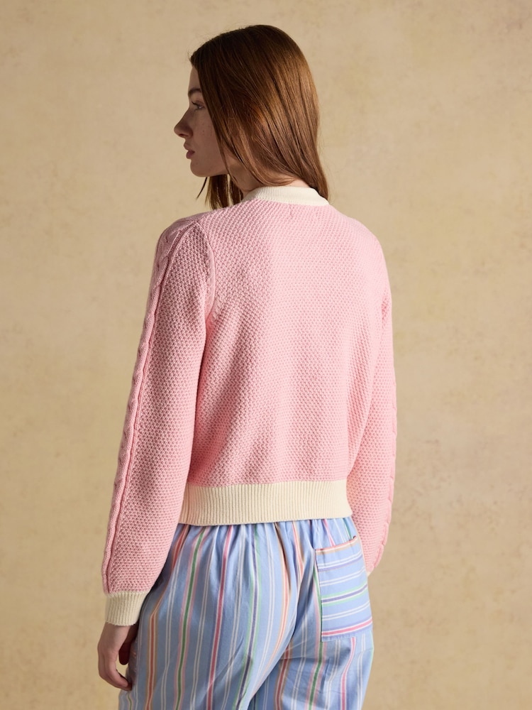 Rosa - Joules V-hals bomullsstrikket cardigan - Bilde 2 av 7